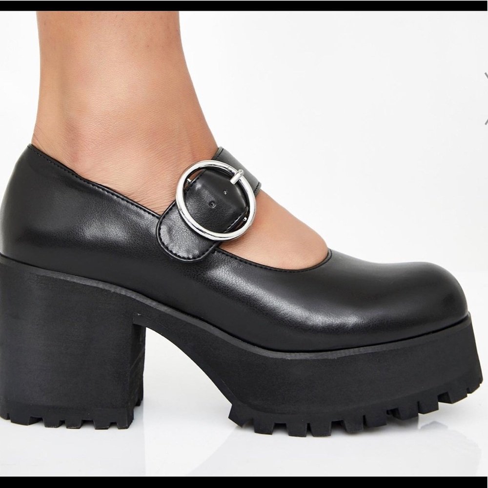 black platform mary janes